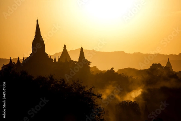Obraz Myanmar, bagan at sunset