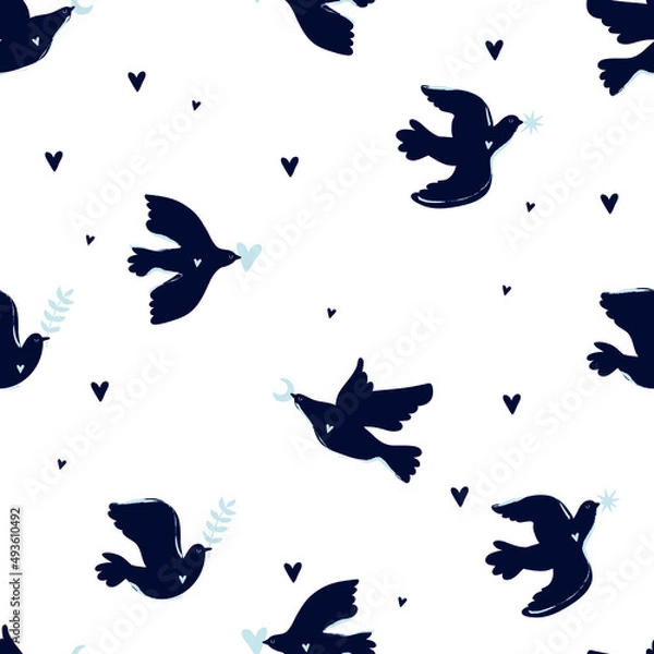 Fototapeta Pigeon Pattern. Symbol of pacifism and antimilitarism. International Day of Peace