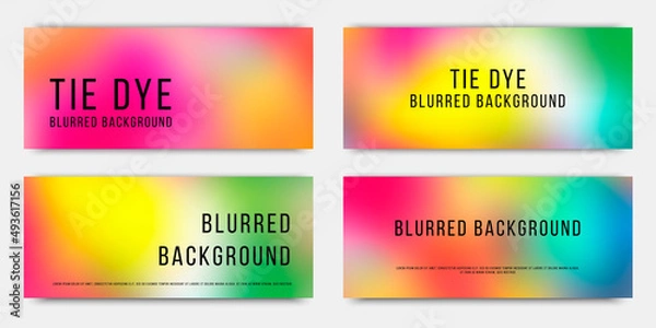 Fototapeta Set of abstract rectangular horizontal banners. Blurred backgrounds in Tie dye style . Vector illustrations, Bright, juicy colors