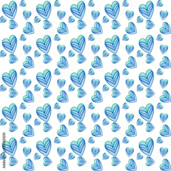 Fototapeta Seamless pattern with light blue hearts on white background. Vector design for textile, backgrounds, clothes, wrapping paper, web sites and wallpaper. Fashion illustration seamless pattern.