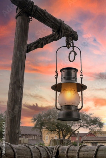 Obraz old lantern in the evening