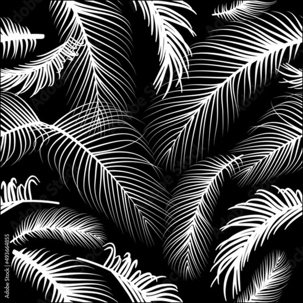 Fototapeta Illustration pattern palms leaves seamless with background spring design