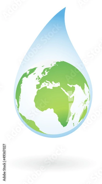 Fototapeta Wassertropfen mit Weltkugel