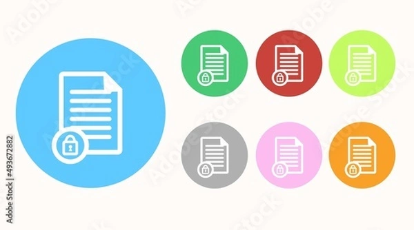 Fototapeta Encrypted File Icon Set. Vector isolated editable flat illustration 