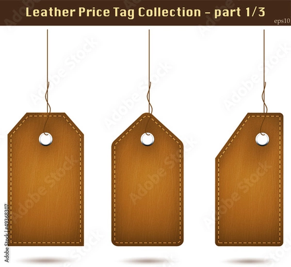Obraz Leather price tag collection 1/3. Isolated on white