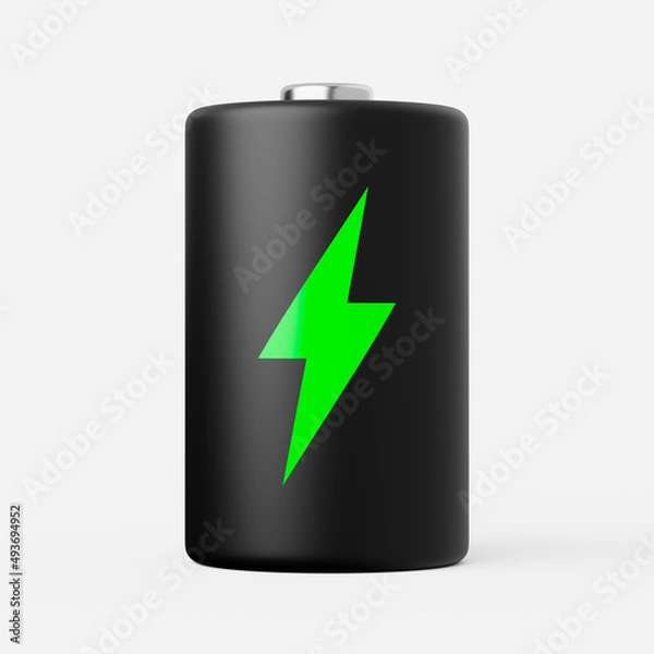 Obraz Battery icon on a plain background. 3d render.