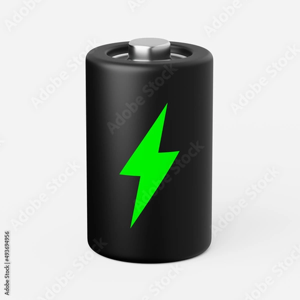 Obraz Battery icon on a plain background. 3d render.