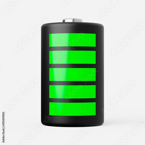 Obraz Battery icon on a plain background. 3d render.