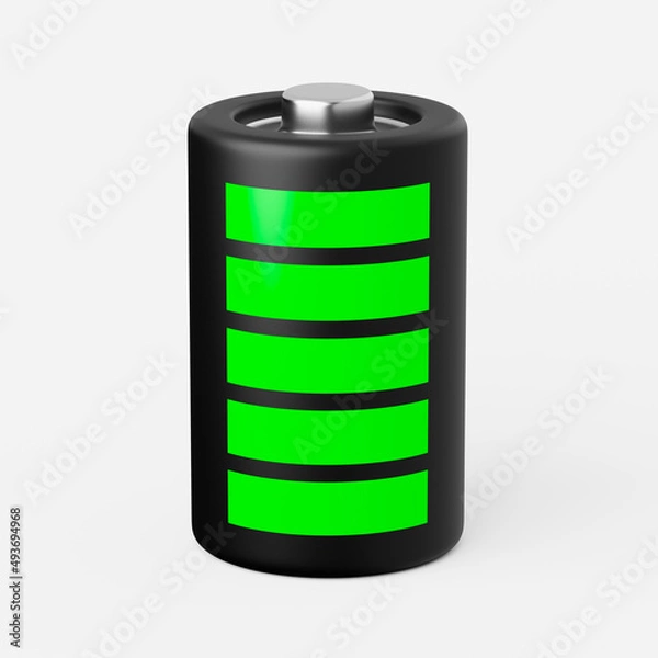 Obraz Battery icon on a plain background. 3d render.