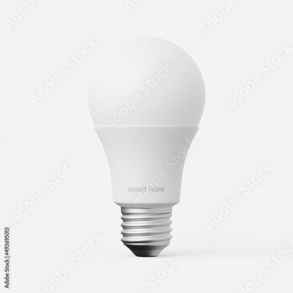 Fototapeta Smart light bulb on a plain background. 3d render.