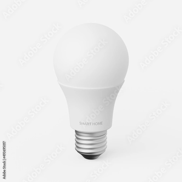 Obraz Smart light bulb on a plain background. 3d render.