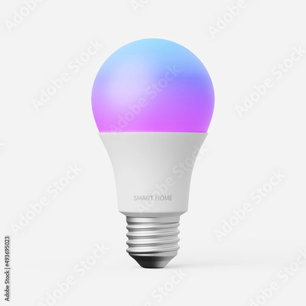 Obraz Smart light bulb on a plain background. 3d render.