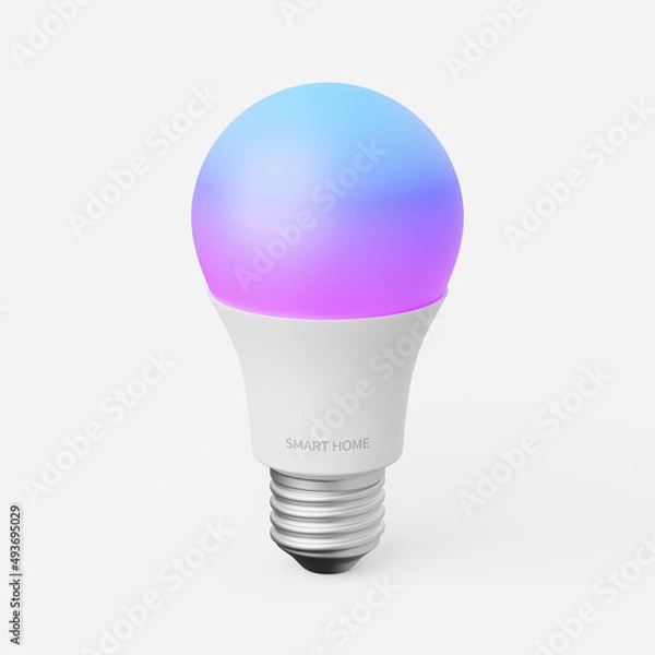 Obraz Smart light bulb on a plain background. 3d render.