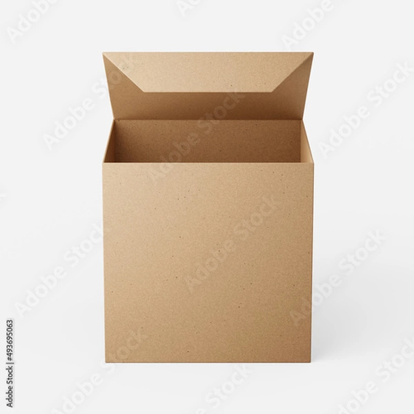 Obraz Square card box open on a plain background. 3d render.