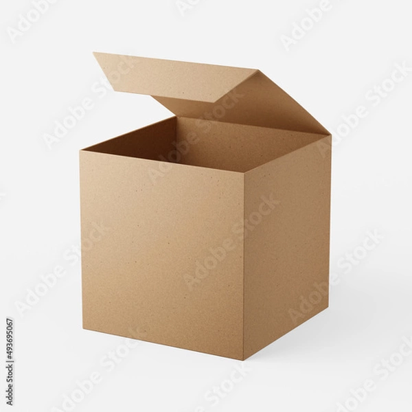 Obraz Square card box open on a plain background. 3d render.