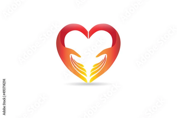 Fototapeta Hands love care logo vector love heart shape identity id business card vector image design