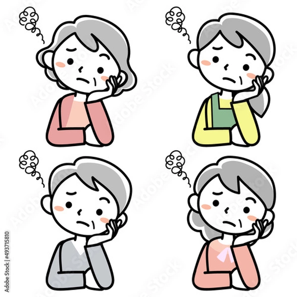 Fototapeta ストレスをかかえるシニア女性の上半身セット