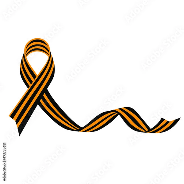 Fototapeta Banner with Black and Gold Ribbon of St George Realistic Red Ribbon. Design Template for Infographics, advertising or websites magazines on white background 