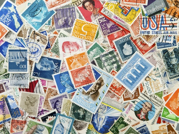 Obraz different stamps as a background