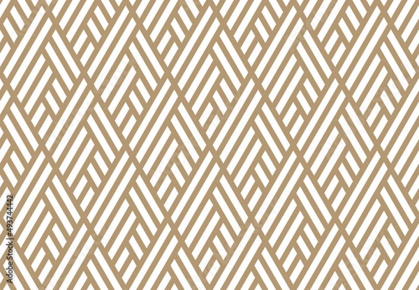 Fototapeta Abstract geometric pattern with stripes, lines. Seamless vector background. White and beige ornament. Simple lattice graphic design