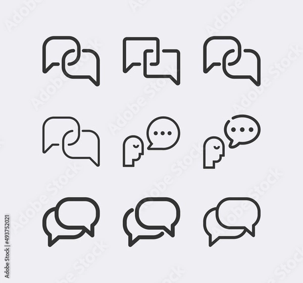 Fototapeta Speech bubble line icon set