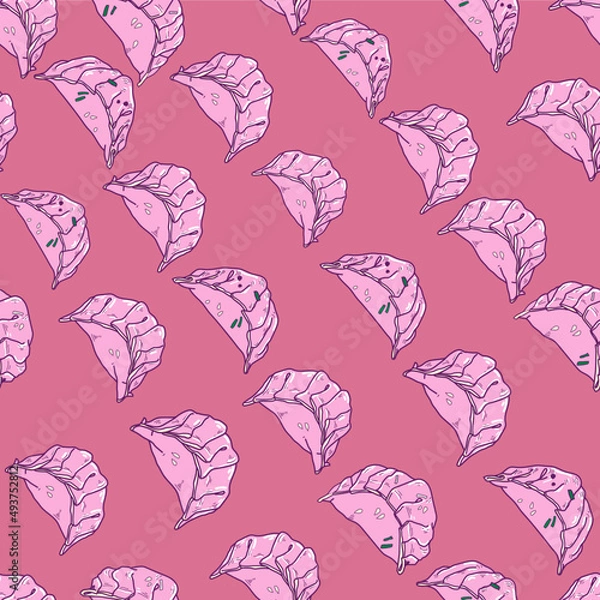 Fototapeta Vector pattern of traditional Japanese dumplings