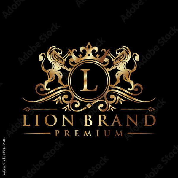 Obraz Luxury lion king logo design