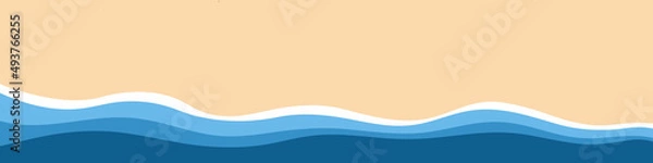 Fototapeta Abstract background of blue sea and summer beach for banner, invitation, poster or website design. Vector illustration in a flat style.