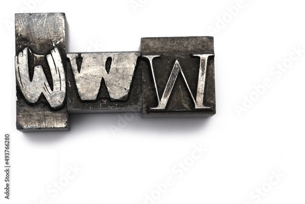 Fototapeta Closeup lead letters www printer white background