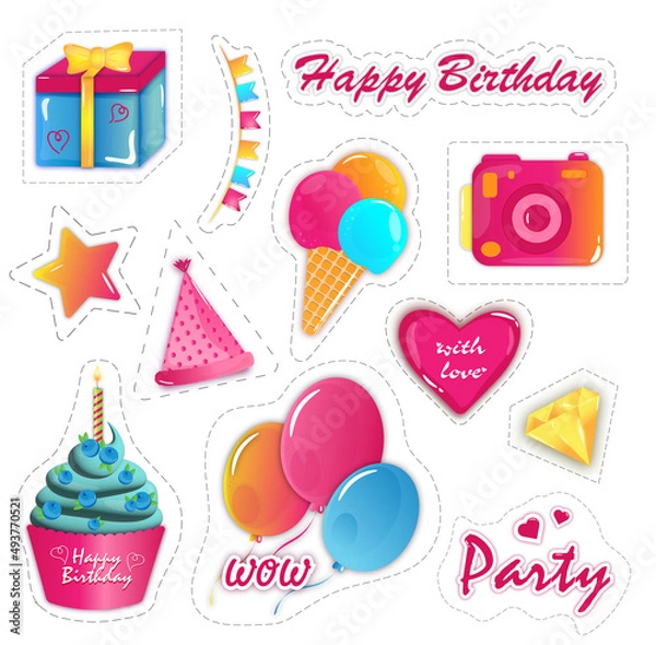 Obraz Birthday stickers.