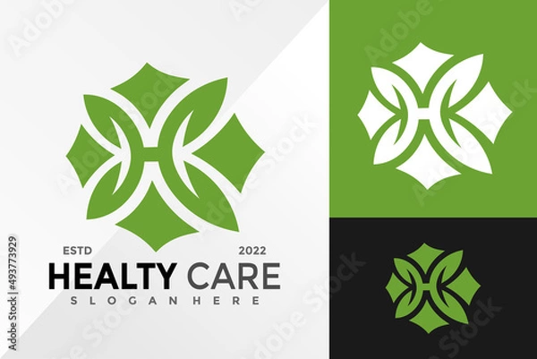 Obraz Letter H Healty Flower Care Logo Design Vector illustration template