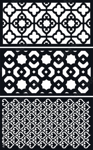Fototapeta laser cut decoration doors,windows pattern design geometric,abstract floral motifs vector illustration stock 