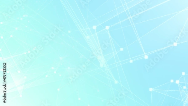 Obraz Abstract blue white polygon tech network with connect technology background. Abstract dots and lines texture background. 3d rendering.