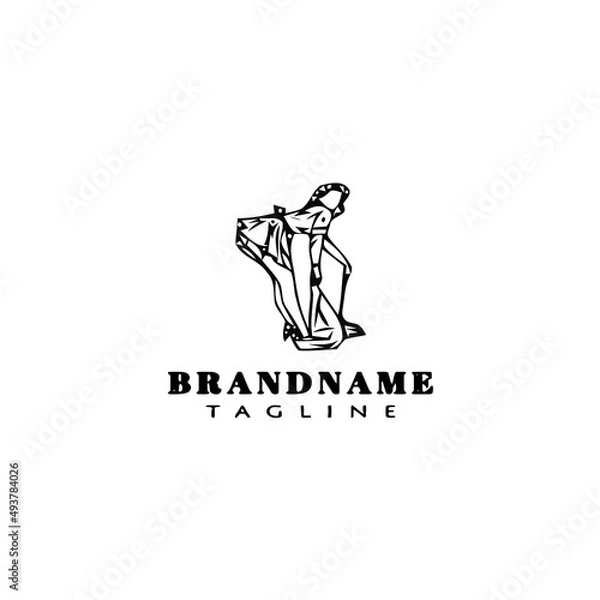 Obraz french maid logo cartoon design template icon black isolated vector