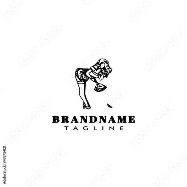 Obraz french maid logo cartoon design template icon black isolated vector