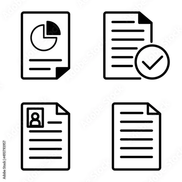 Fototapeta Docs1-2 Flat Icon Set Isolated On White Background