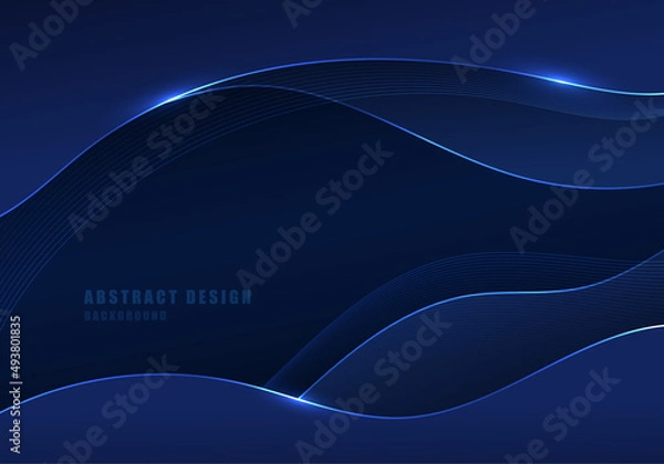Obraz Abstract tech gradient blue design artwork decorative template. Well organized object for use background. Illustration vector