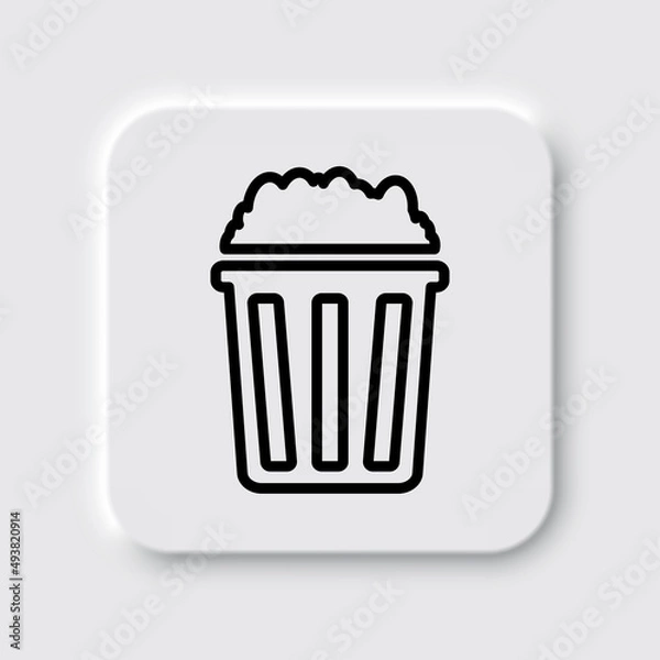 Fototapeta Popcorn simple icon vector. Flat desing. Neumorphism design.ai