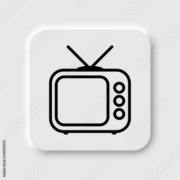 Fototapeta Retro TV simple icon. Flat desing. Neumorphism design.ai