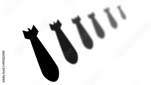 Fototapeta A set of icons of air bombs, different sizes, different transparency
