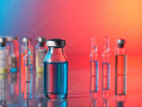 Fototapeta Vaccine in laboratory - flu shot and Covid-19 vaccination
