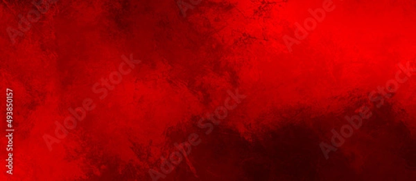 Fototapeta Grunge dark red and black textured painted background with abstract old dirty concrete stone wall or marbled paper surface texture and rough paint brush strokes in gradient color banner design image