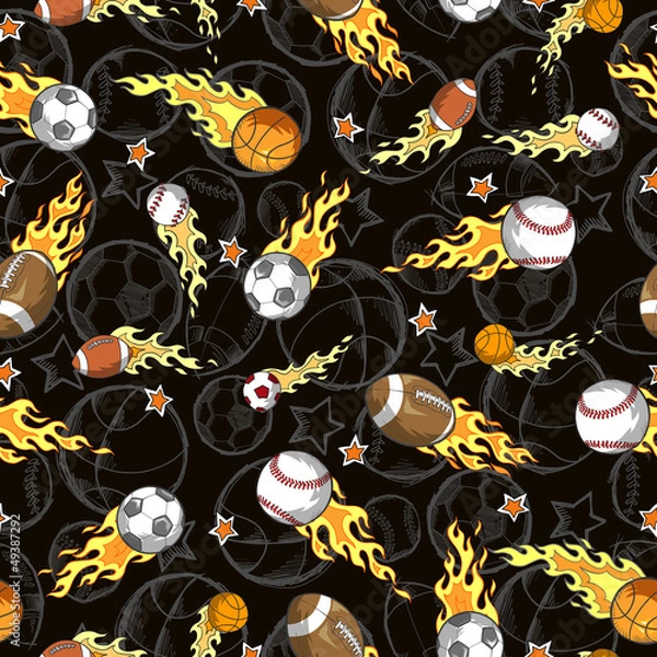 Fototapeta Sports Seamless Pattern Vector