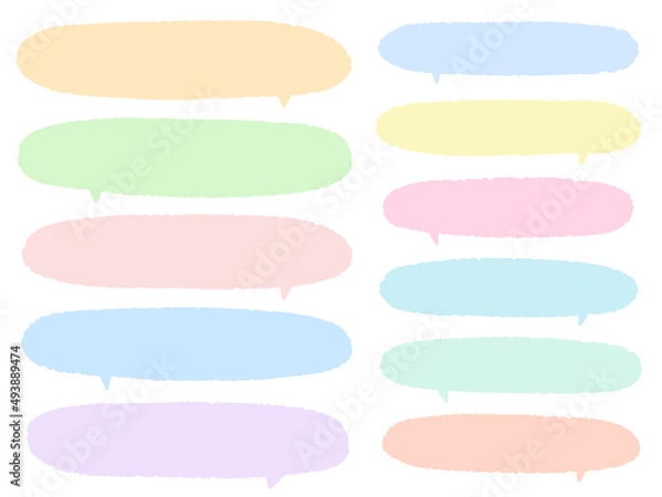 Fototapeta イラスト素材：パステルカラーのカラフルな長いふきだしセット