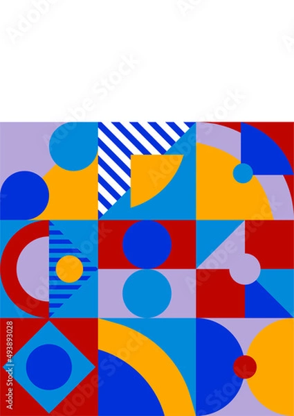 Obraz Modern bauhaus memphis red and blue colorful abstract design background