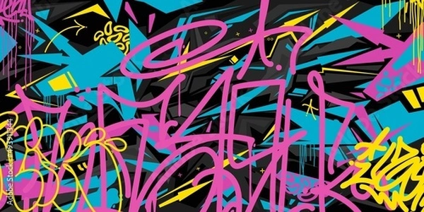 Obraz Modern Flat Colorful Abstract Graffiti Style Vector Illustration Background Template