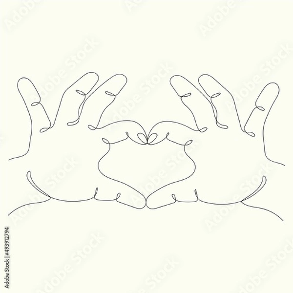 Obraz two hands a heart in one line