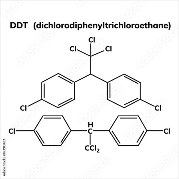 Obraz Dichlorodiphenyltrichloroethane or DDT chemical structure