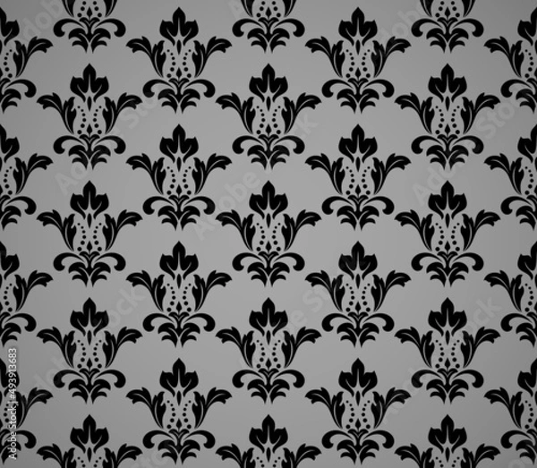 Fototapeta Flower geometric pattern. Seamless vector background. Black and gray ornament