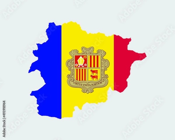 Fototapeta Andorra Map Flag. Map of Andorra with the national flag of Andorra isolated on white background. Vector illustration.